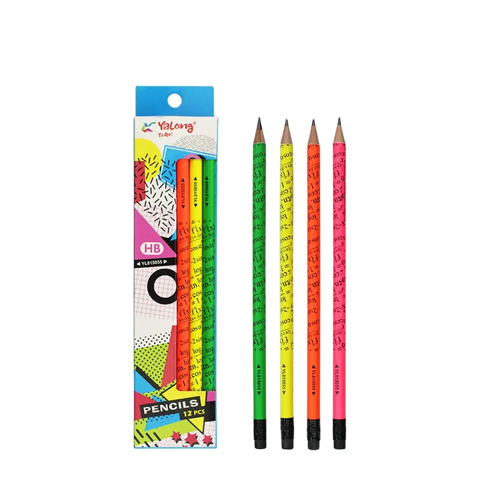 YL815055高品質グラファイトペンシルラウンド木製ペンハンドル標準鉛筆キッズHB鉛筆セット学校用
