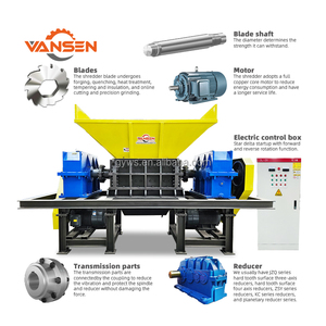 Atık plastik hurda lastik kauçuk lastik köpük topaklar Fiber pp Pvc Abs Pet şişe geri dönüşüm için çift şaftlı parçalayıcı makine kırıcı