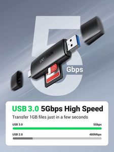 用于SD微型SDHC SDHC <span class=keywords><strong>SDXC</strong></span> MMC的UGREEN sd卡读卡器<span class=keywords><strong>USB</strong></span> 3.0 <span class=keywords><strong>USB</strong></span> C存储卡读卡器OTG卡适配器