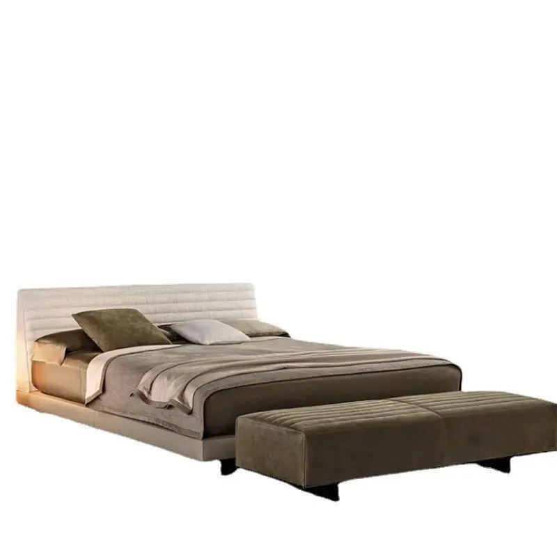 Ensemble de chambre à coucher italien minimaliste et rembourré Mobilier design pour villa, chambre à coucher ou salle de mariage Double Soft Pack Model the bed