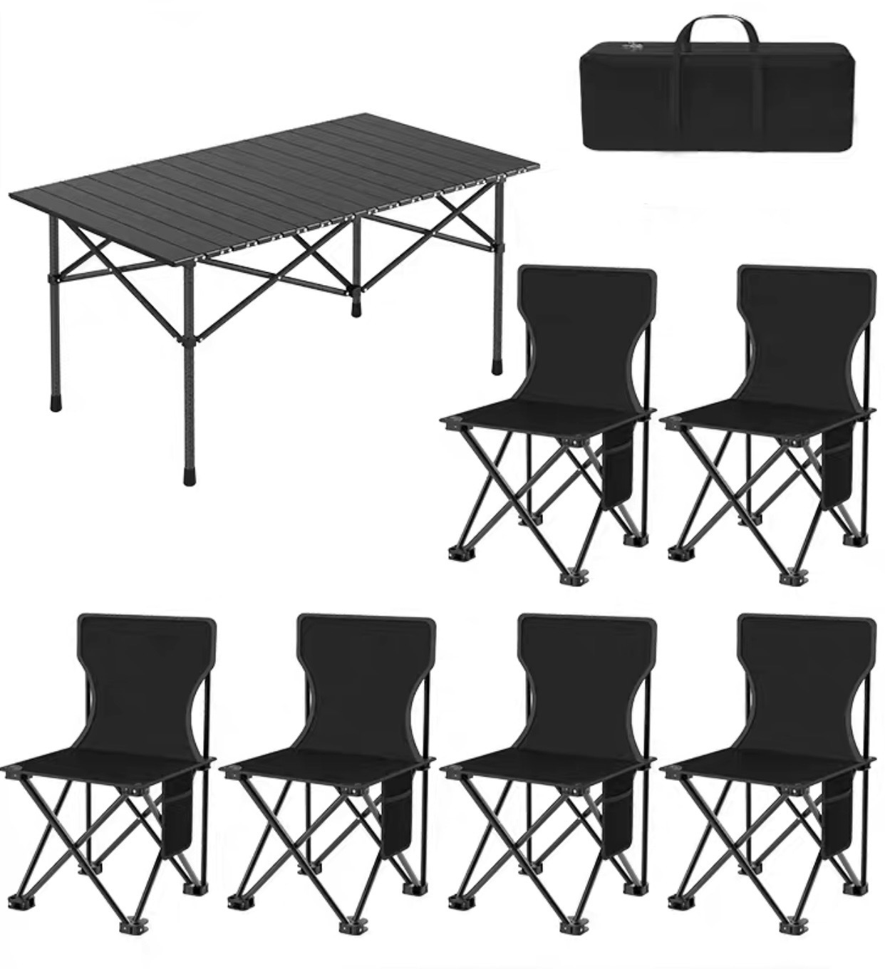 Black rectangular table (95 * 55 * 50)+6 chairs