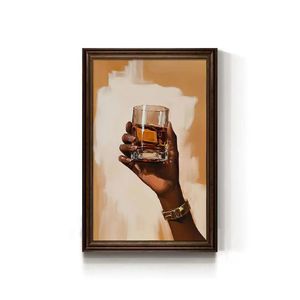 Bar Lounge Wall Art para hombres Vintage Alcohol Themed Canvas Print con Martini y botella de vino Ilustración - Product Image 3