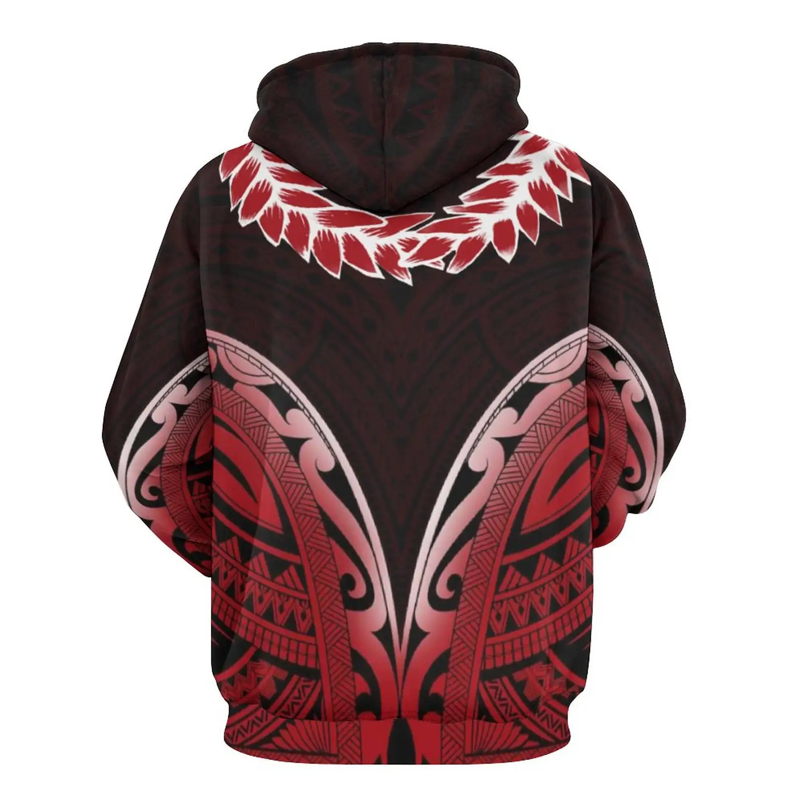 Wholesale Custom Samoa Necklace Lauhala Printed Polynesian Tribal Mens Hoodies With Pocket Samoa Lei Sweatshirts Men's Clothing