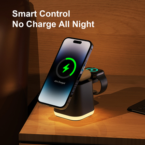 複数デバイス用のワイヤレス充電ステーションApple、3 in 1ワイヤレス充電器スタンドアラームClocK付き - Product Image 4
