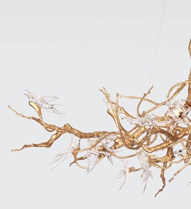 Hoge Kwaliteit Decoratie Sfeer Bar Hotel Gouden Kroonluchter Plafondlamp Vogel Vorm Led Decoratieve Boomtak Hanglamp - Product Image 2