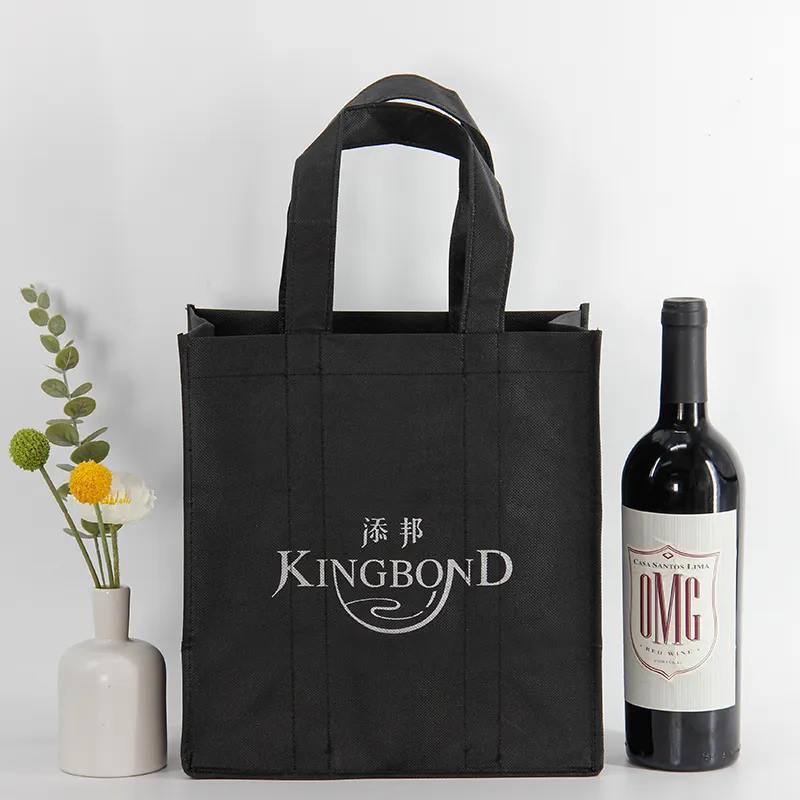 Borsa tote riutilizzabile per vino in tessuto non tessuto con logo personalizzato di vendita calda