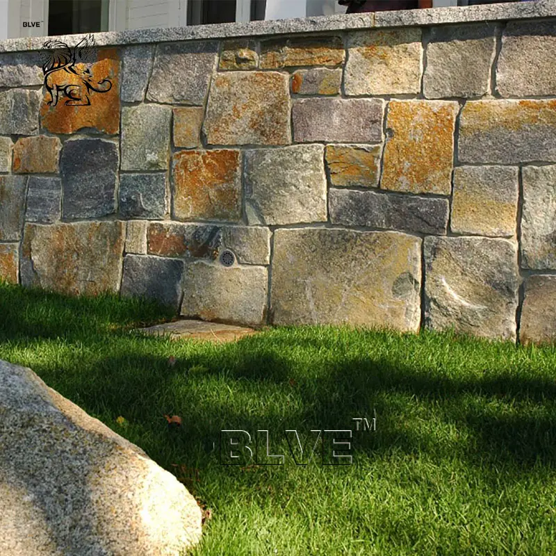 BLVE House Exterior Decoration Rock Stone Paving Veneer Random Wall Flagstone Rusty Natural Stack Stone Facade