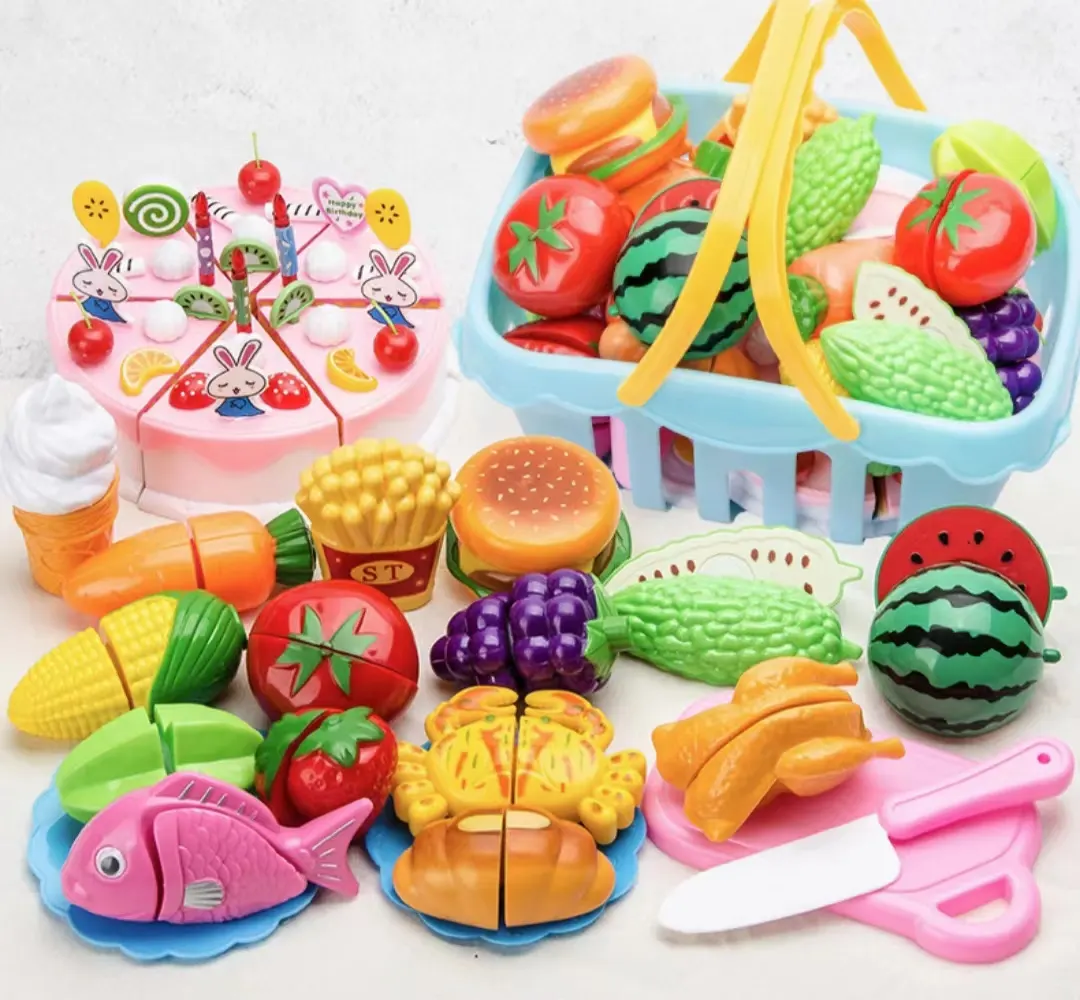 Jouets de coupe Fruits et legumes avec panier de rangement alimentaire jouer a faire semblant de cuisine,jouets pour enfants