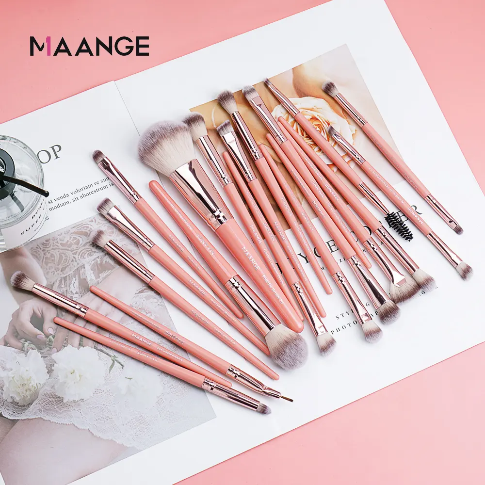 Maange 20pcs Professional custom logo Makeup Brush Set High Quality Powder Foundation Kabuki Brush Private Label Make up Brushes