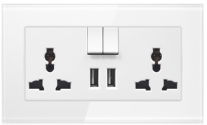 Enchufe de pared multifunción con 2 tomas de corriente CA y puertos USB duales que cargan con interruptor de toma de corriente de pared USB