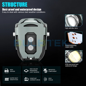 BULBTEK S4 1.8 inç LED motosiklet Spot ışık 52W 3000LM altın sarı 3000K beyaz 6000K Pod sürüş Strobe flaş çift sis lambası - Product Image 5