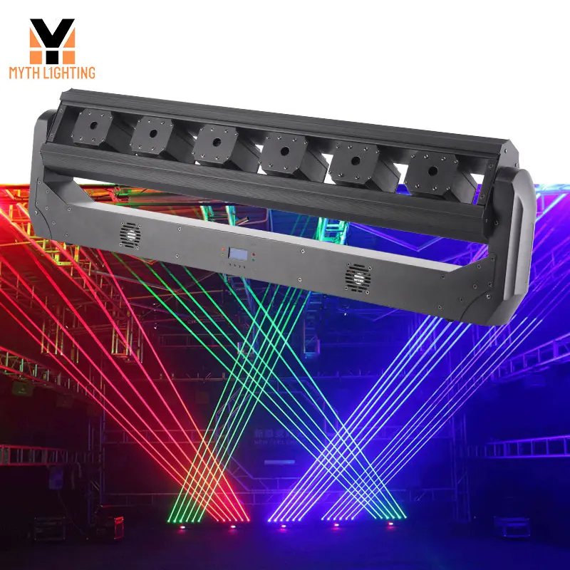 6 occhi testa mobile luce Laser 6 raggi laser luce RGB colore DMX controllo evento spettacolo teatrale