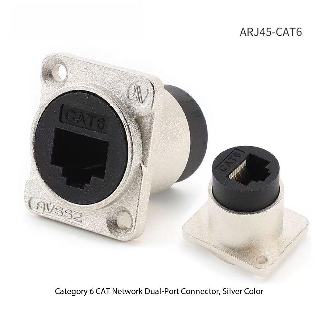 Cat6 RJ45 Inline Coupler Silver Gigabit LAN Connector