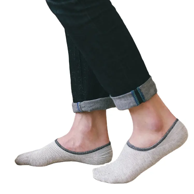 Toptan moda bahar ve yaz ince erkek bot çorap nefes düşük kesim ayak bileği örgü silikon görünmez çorap