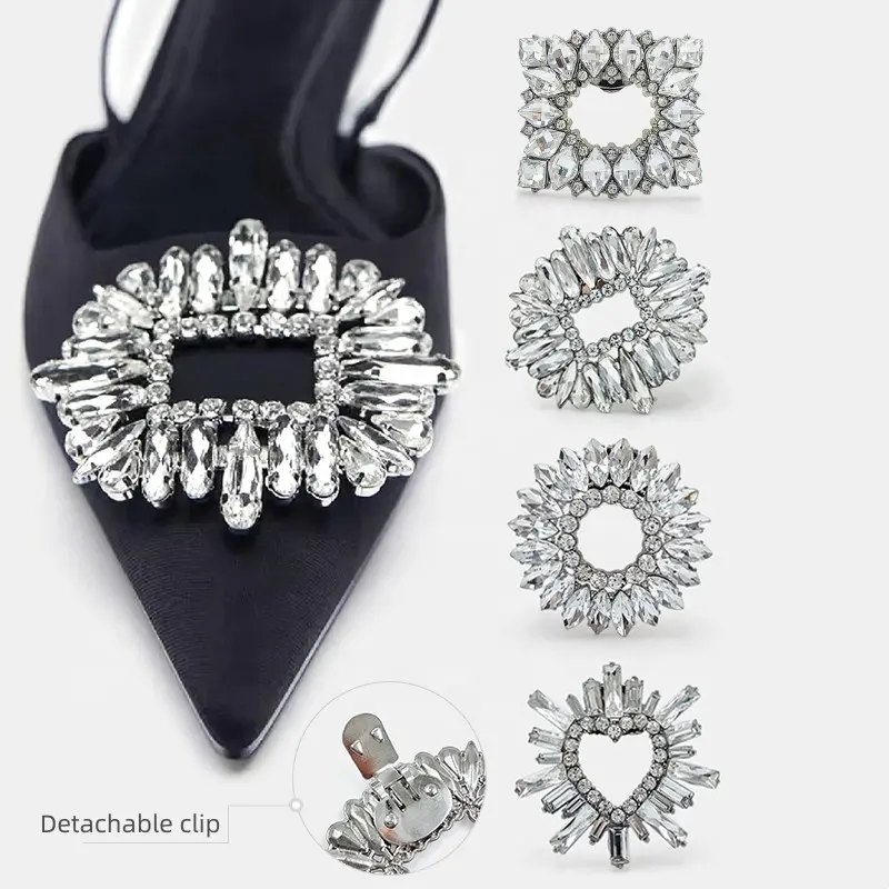 Clips de zapatos de diamantes de imitación decoración hebillas accesorios encanto para zapatos de mujer accesorios broche de zapato de Metal Clip