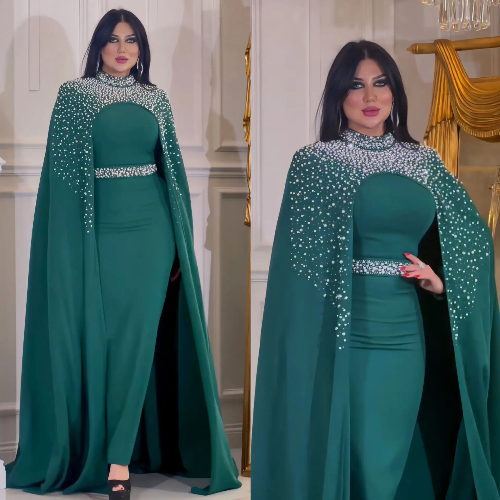 Venta al por mayor de moda de las mujeres de dos piezas traje islámico Elegante ropa de oración musulmán Dubai vestido