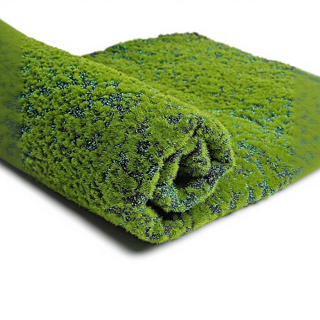 Mousse de fond à points verts, 1 m x 1 m