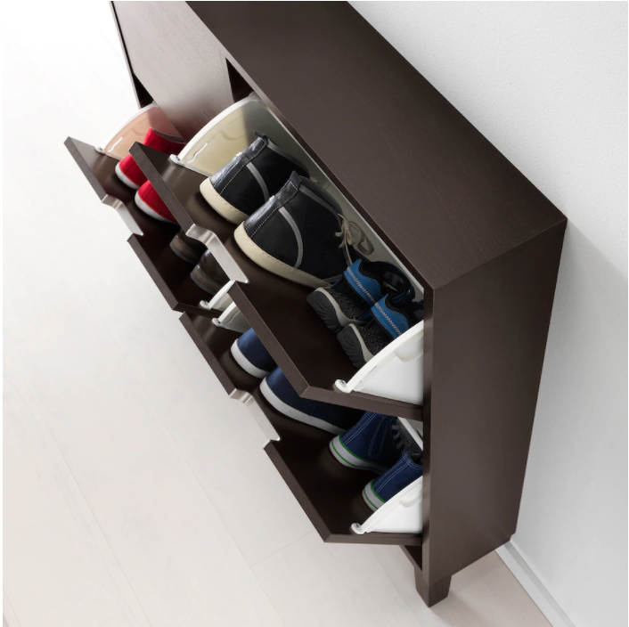 Shoe Cabinet with 4 Compartments Which Can Stand Close Up to the Wall