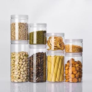En çok satan 30ml 50ml 100ml 200ml-1350ml boş gıda sınıfı temizle pişirme şeker kutuları PET plastik kapaklı kavanoz