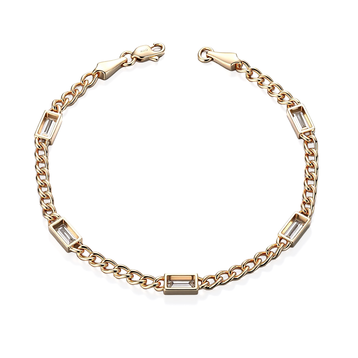 Pulsera de oro macizo de 10k con diamantes de laboratorio