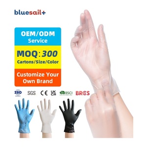 Bluesail PVC Gloves Box Of 100 Latex Free Dental Clear 4mil Disposable Vinyl Examination Gloves Medical Powder Free For Hospital - Product Image 1