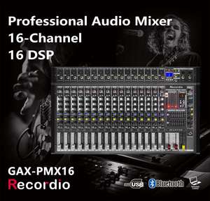 GAX-PMX16 Power + 48V Phantom Power 2000W 16DSP Effects Blueteeth USB คอมพิวเตอร์ Play Recording คอนโซลผสม - Product Image 5