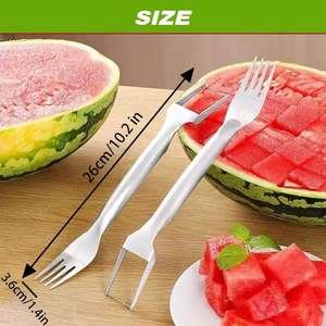 2 in 1 karpuz kesici meyve bıçağı alet paslanmaz çelik çok fonksiyonlu ev Gadget karpuz dilimleme kesici ile çatal - Product Image 5