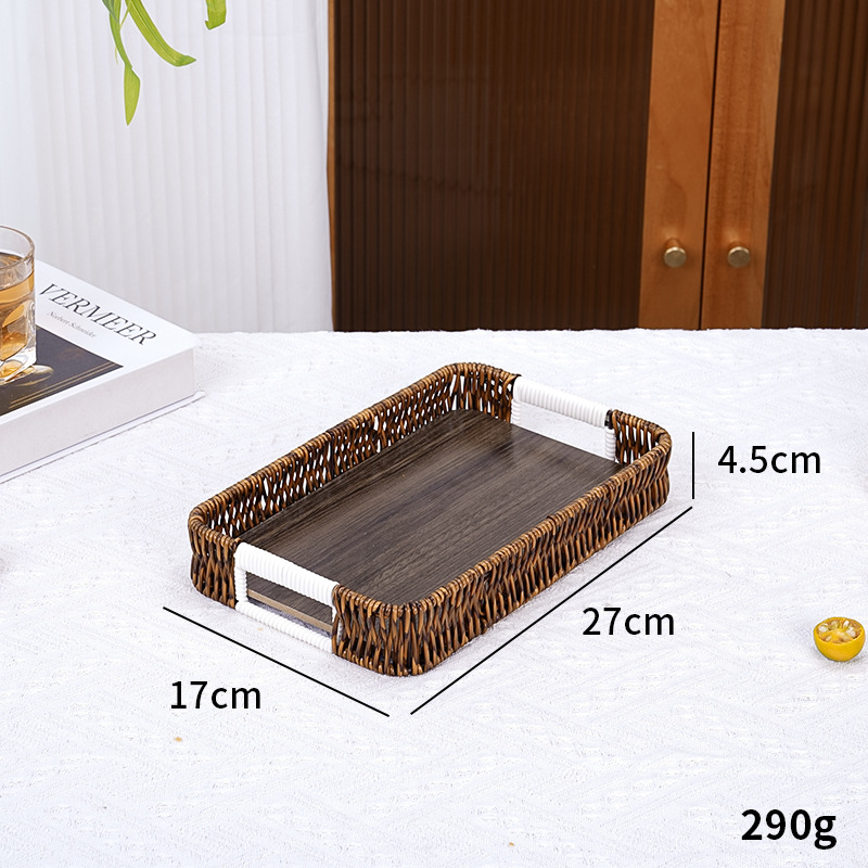 Bandeja rectangular de madera con fondo profundo y color intenso, modelo trompeta - 27*17*4.5cm