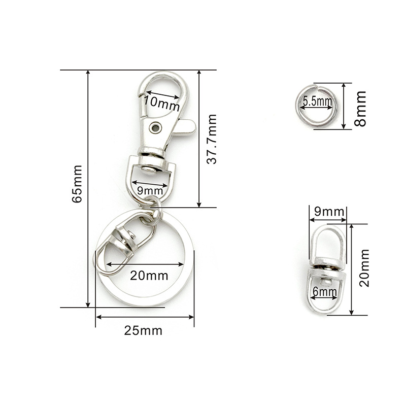 Anneau plat argenté 25 mm, boucle pour chien 4,6 g, boucle en huit