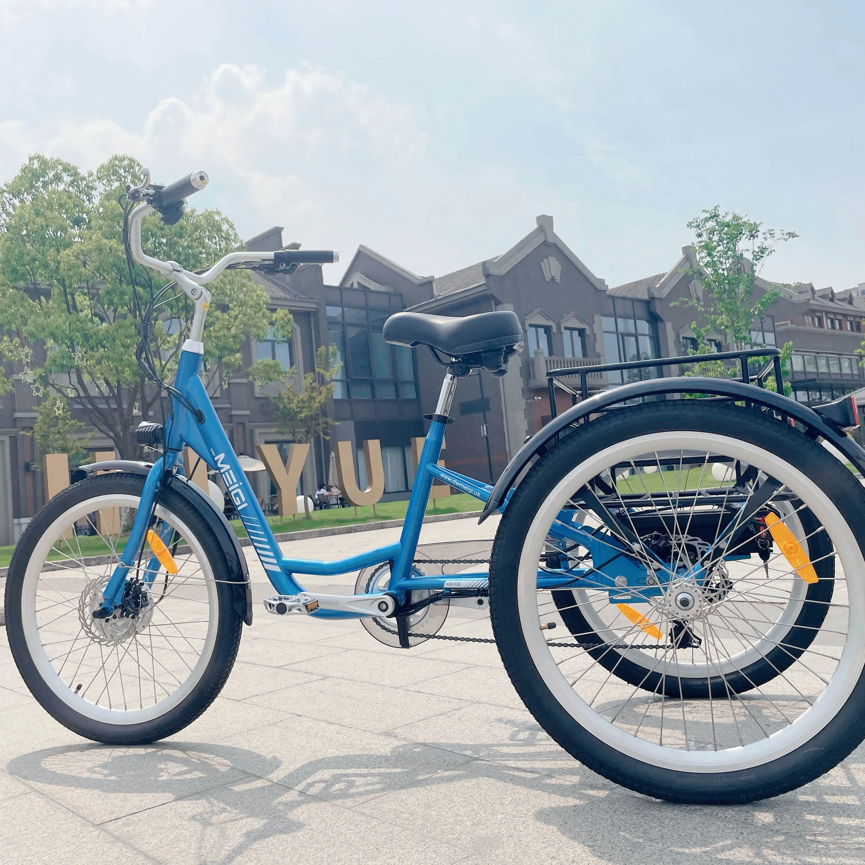 Triciclo de 3 ruedas con marco de acero, triciclo de carga eléctrica, envío rápido, Popular en EE. UU.