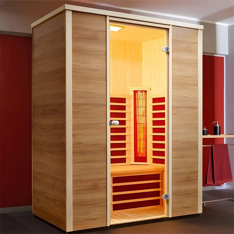 Lüks duş kuru buharlı Sauna odası kızılötesi kanadalı Hemlock aile kapalı 2 kişilik Sauna kabini