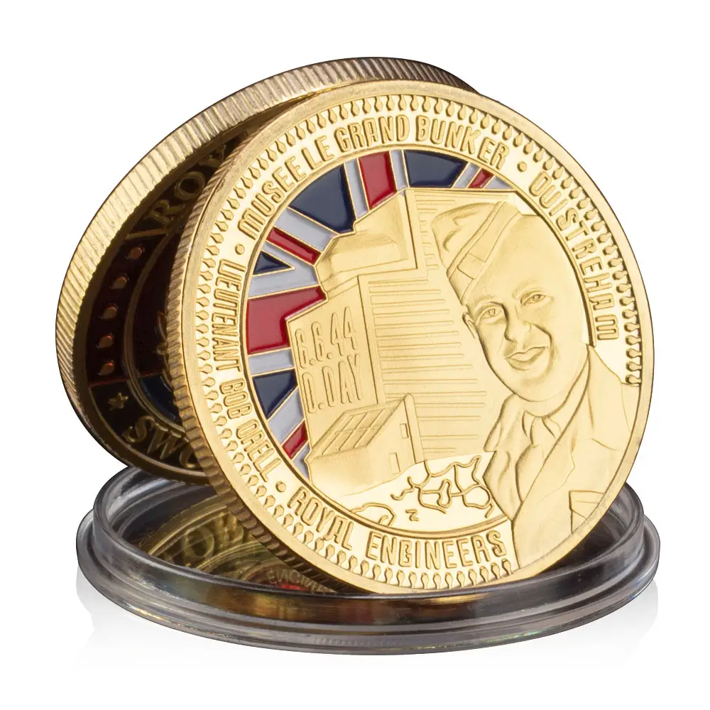 United Kingdom Royal Engineers Normandy Landing Sword Beach Souvenir Coin Gold Plated Commemorative Coin