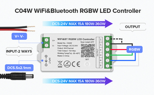 WiFi RGBW LED controller di illuminazione telecomando led 15A 4CH 360W 24V - Product Image 6