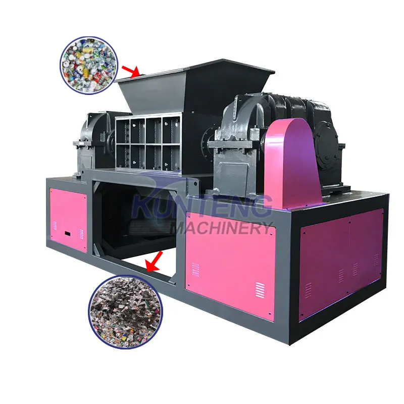 Municipal waste shredder fabric carton box tire shredding machine foam crusher pp pe plastic crushing sorting and recycling line