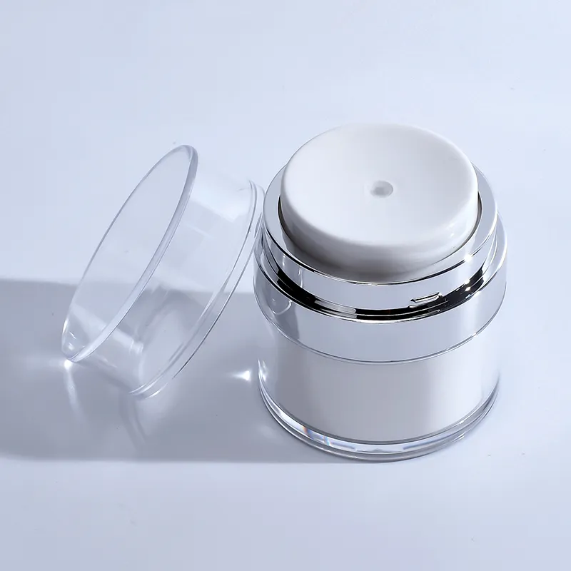 Alta qualità 1oz 15g 30g 50g Press Airless Cosmetic crema per la cura del viso barattolo contenitore per imballaggio in plastica sottovuoto