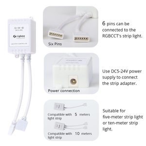 Zemismart için 6 Pin RGB CCT ışık şeridi denetleyicisi ile Homekit Hub Alexa Google ev Tuya Zigbee LED şerit denetleyici - Product Image 6