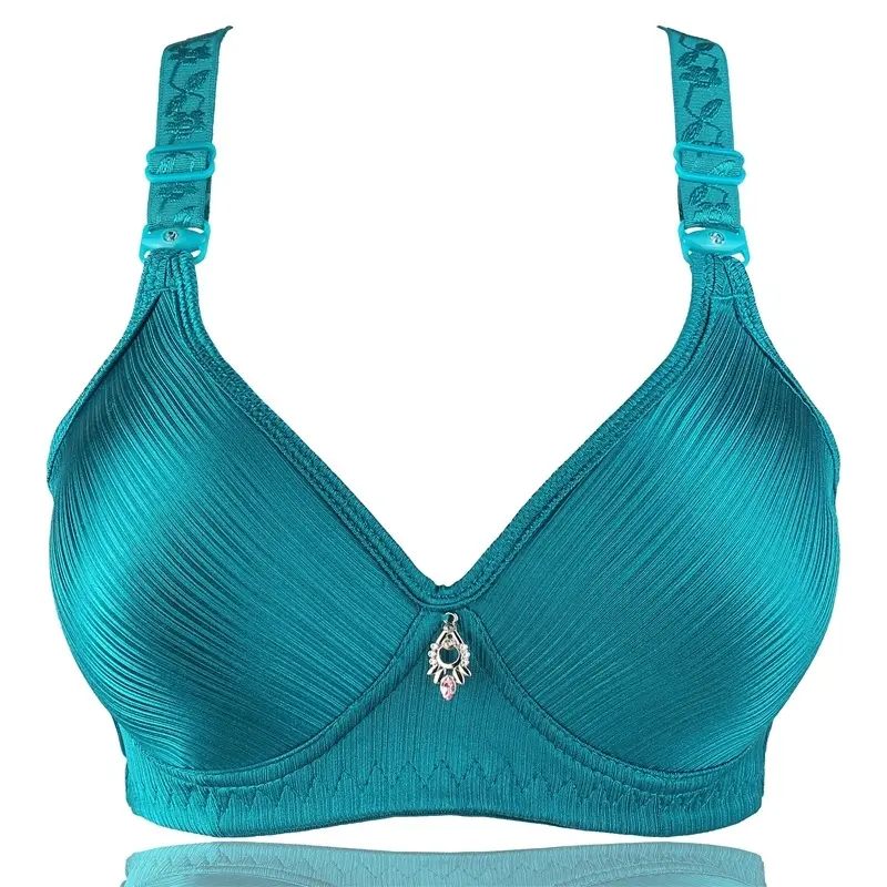 Sujetador Push Up liso sin aros para mujer, ropa interior de talla grande, 42