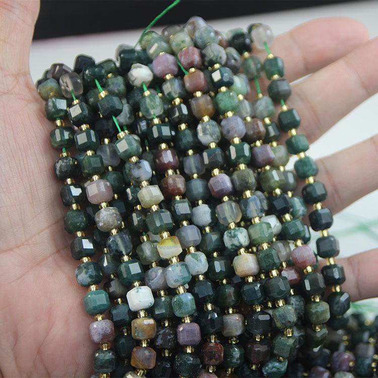 Agate indienne en forme de cube de sucre-coupe en diagonale-10 mm-37 pcs-40g