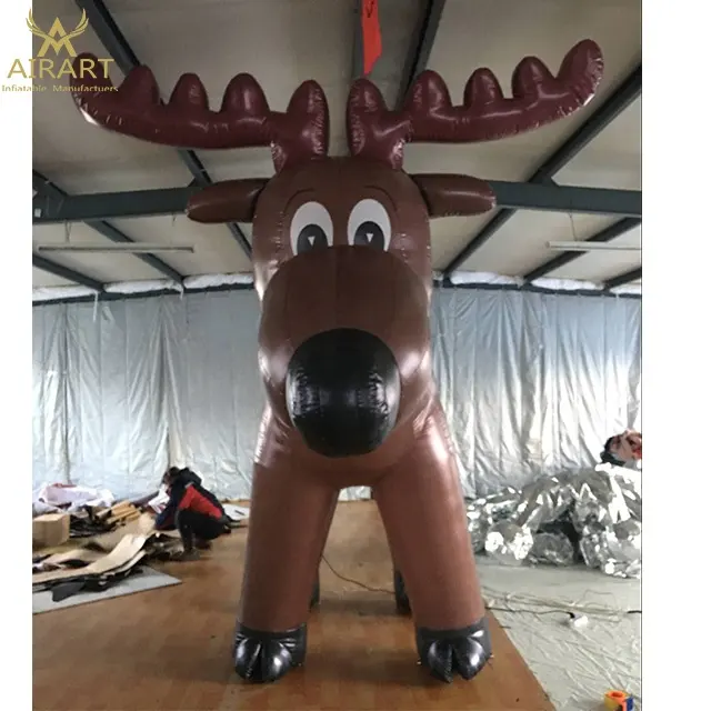 Décoration extérieure personnalisée renne gonflable marron, animal de Noël gonflable bon marché cerf de Noël pour l'affichage