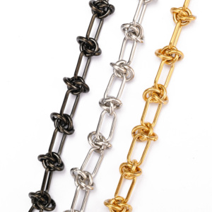 Hip-hop Style Chunky <strong>Chain</strong> Knotted <strong>Chain</strong> No Tarnish PVD Coating Gold Electroplated Stainless Steel <strong>Chain</strong>