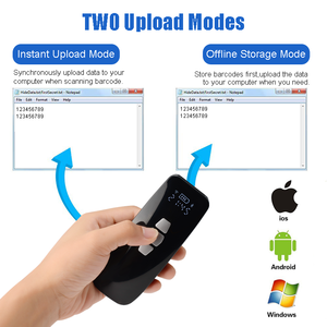 Mini 2D QR Blau zahn Barcode Scanner, drahtlose Barcode Reader Blau zahn Tragbare Bar Code Scannen Arbeit mit Android, iOS - Product Image 3