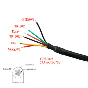 Custom Cable <strong>USB</strong> to RS485 Level <strong>Serial</strong> UART Converter Cable FTDI Chipset 6 Way Wire End Stripped Cable <strong>USB</strong> RS485 - Product Image 2