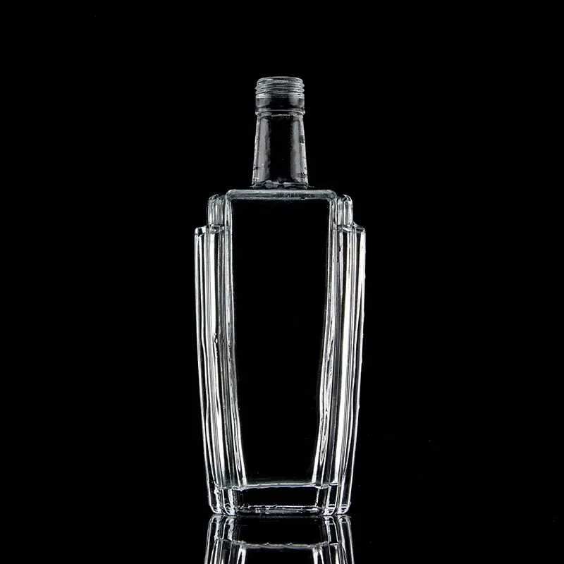 Botella de vidrio esmerilado con relieve transparente, botella vacía de 500ml, 700ml, 750ml, para champán, Ron