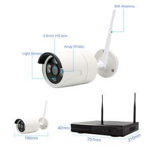 Sistema de Seguridad inalámbrico CCTV, de 4 canales cámara IP, WIFI, KIT NVR, 1080P, conjunto completo para exteriores, detección de movimiento IR, móvil, PC, remoto - Product Image 1