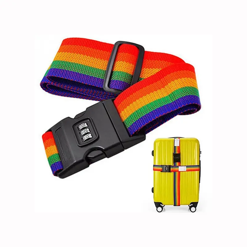 Custodia per bagagli cintura da imballaggio nastro in nylon striscia arcobaleno trolley da viaggio cinghia di rinforzo cintura per bagagli