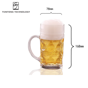 Klasik temizle büyük 560ml <span class=keywords><strong>19oz</strong></span> Glasscup bira bardağı kulplu fincan popüler cam bardak kupa bardak