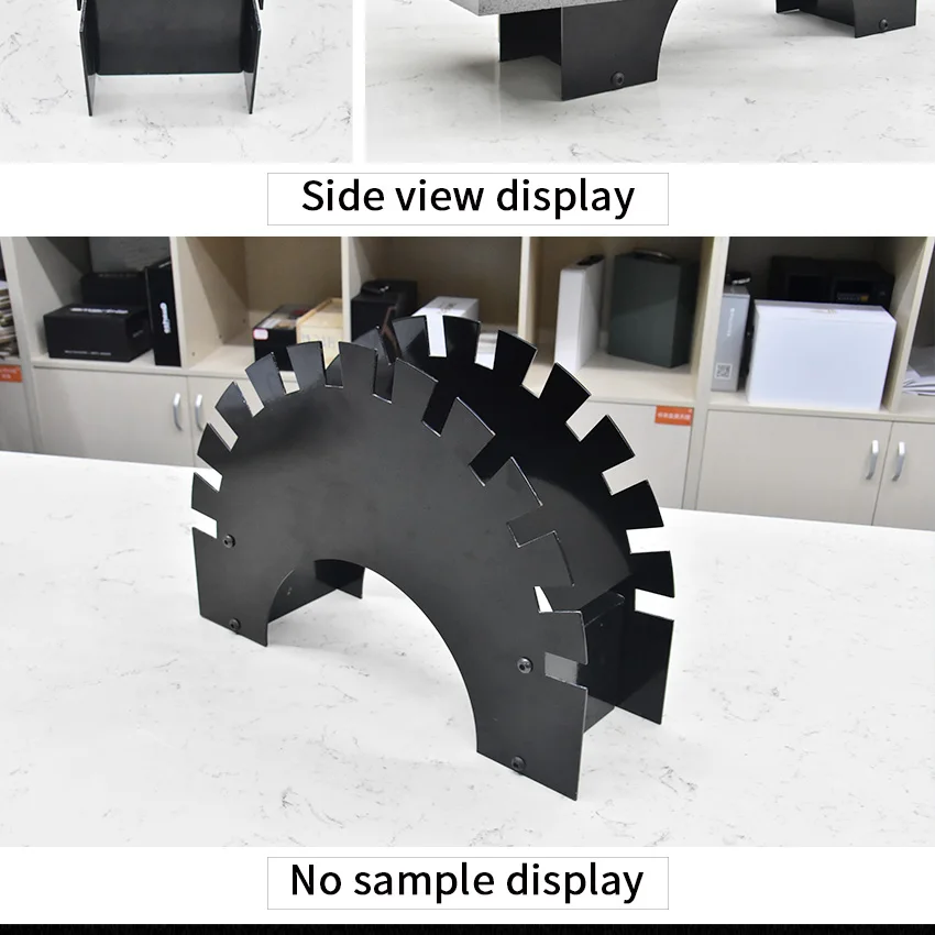 Hot Selling Semicircle Tabletop Granite Marble Rack Metal Arc Sample Display Stand Tile Quartz Rack Stone Display Countertop