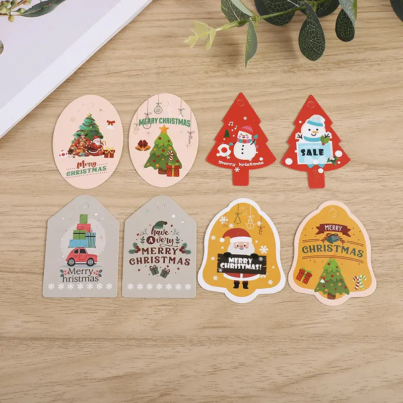 High-end Factory Clothing Recycled cake gift store Custom Christmas Brand Name Logo Garment Cardboard Paper Hang Tags
