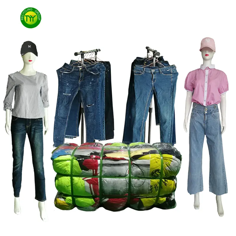 Ukay calça jeans para mulheres, calça jeans para mulheres, roupas de marca usadas para segunda mão, 45kg