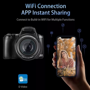 G700กล้องวิดีโอดิจิตอล Wi-Fi 4K / 64MP ขนาด3.0นิ้วหน้าจอ IPS ซูมออปติคอล12X กล้อง Vlog - Product Image 4